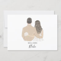 Bride en Groom Illustration Wedding Card