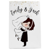 Bride en Groom in Gold Confetti Medium Cadeauzakje (Voorkant)