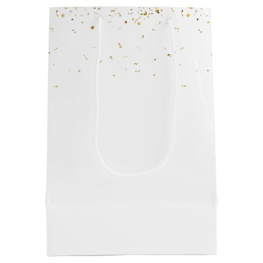 Bride en Groom in Gold Confetti Medium Cadeauzakje (Achterkant)