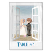 Bride en Groom in het Venster van Beach Kaart (Voorkant)