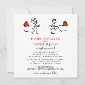 Bride en Groom in Love Doodles Wedding Invitation Kaart (Achterkant)