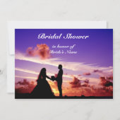 Bride en Groom in Sunset Bridal Shower Invitation Kaart (Voorkant)