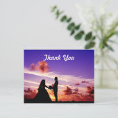 Bride en Groom in Sunset Dank u Briefkaart (Staand voorkant)