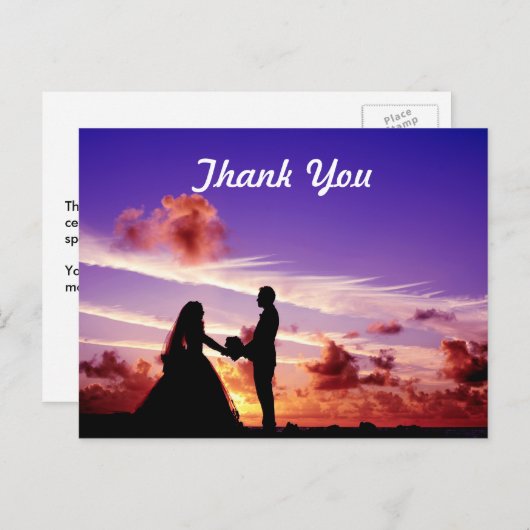 Bride en Groom in Sunset Dank u Briefkaart (Voorkant / Achterkant)