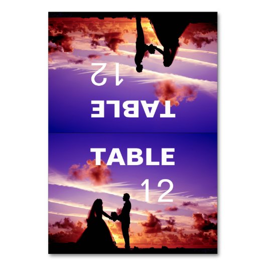 Bride en Groom in Sunset Folded Table Kaart (Voorkant)