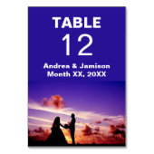 Bride en Groom in Sunset Wedding Table Kaart (Voorkant)