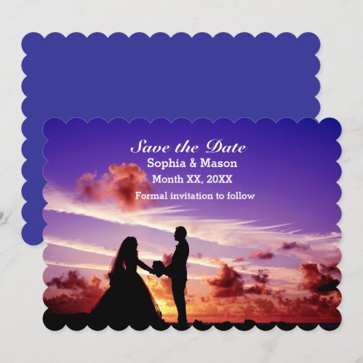 Bride en Groom in Zonnetijd sparen de Vlakke Kaart (Voorkant / Achterkant)