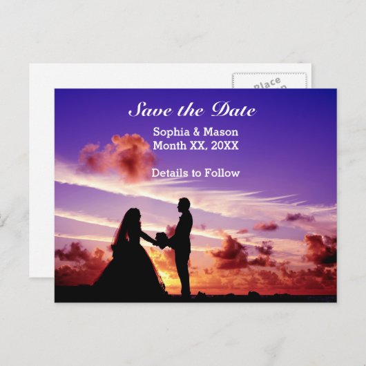 Bride en Groom in Zonnetijd sparen het Briefkaart  (Voorkant / Achterkant)