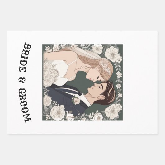 BRIDE EN GROOM INPAKPAPIER VEL (Voorkant)