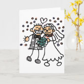 Bride en Groom Jump voor Joy Kaart (Gele Bloem)