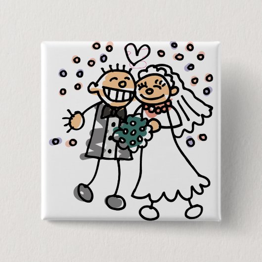 Bride en Groom Jump voor Joy Vierkante Button 5,1 Cm (Voorkant)