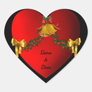 Bride en Groom Kersthart Sticker