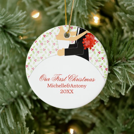 Bride en Groom Kerstmis Keramisch Ornament (Boom)