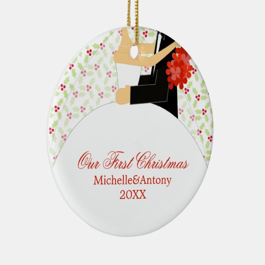 Bride en Groom Kerstmis Keramisch Ornament (Rechts)