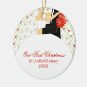 Bride en Groom Kerstmis Keramisch Ornament (Links)