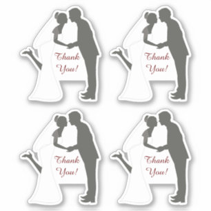 Bride en Groom Kiss Wedding Bedankt Contour Sticker