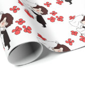 Bride en Groom met bloemen Cadeaupapier (Rol Hoek)