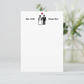 Bride en Groom met Masker | Dank u wel Bedankkaart (Staand voorkant)