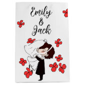 Bride en Groom met rode bloemen Medium Cadeauzakje (Voorkant)