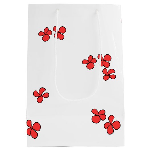 Bride en Groom met rode bloemen Medium Cadeauzakje (Achterkant)