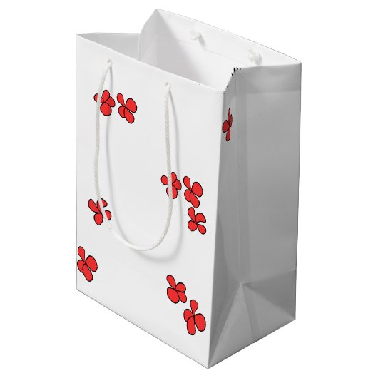 Bride en Groom met rode bloemen Medium Cadeauzakje (Achterkant Gekanteld)