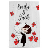 Bride en Groom met rode bloemen Medium Cadeauzakje (Voorkant)