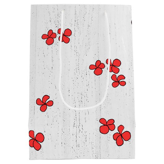 Bride en Groom met rode bloemen Medium Cadeauzakje (Achterkant)