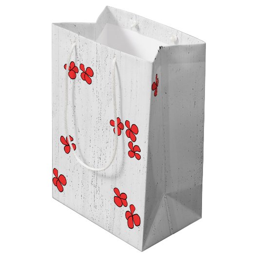 Bride en Groom met rode bloemen Medium Cadeauzakje (Achterkant Gekanteld)