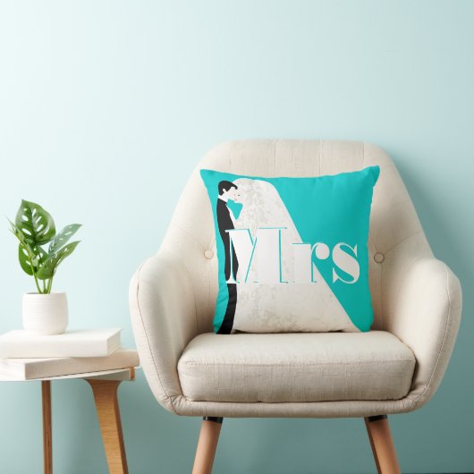 Bride en Groom Mrs Wedding Pillow Kussen (Stoel)