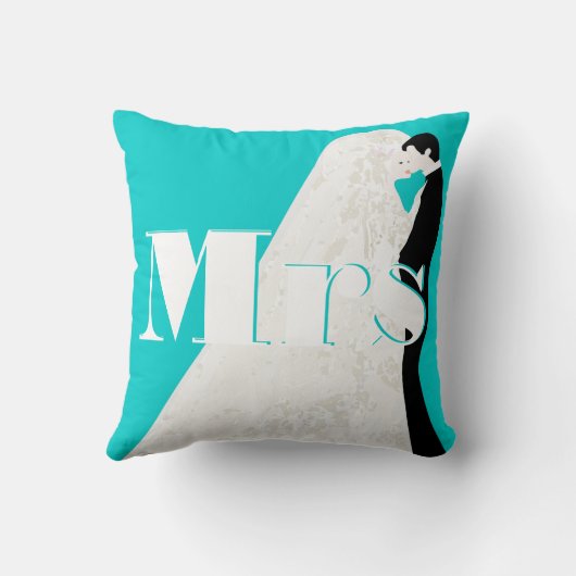 Bride en Groom Mrs Wedding Pillow Kussen (Achterkant)