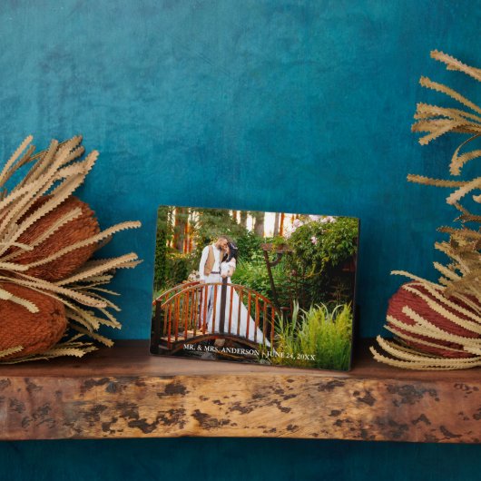 Bride en Groom Names Datum 5x7 Weduwfoto Fotoplaat (Zijkant)