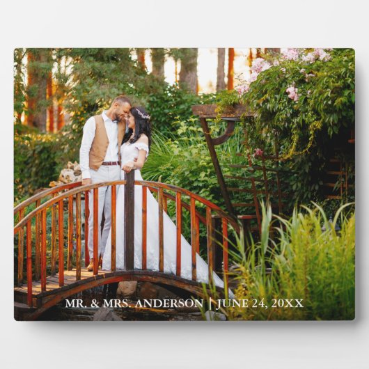 Bride en Groom Names Datum 8x10 Wedding Foto Fotoplaat (Voorkant)