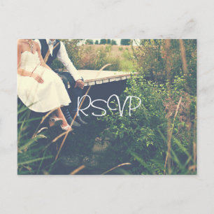 Bride en Groom Natuur Wedding RSVP met Foto Uitnodiging Briefkaart