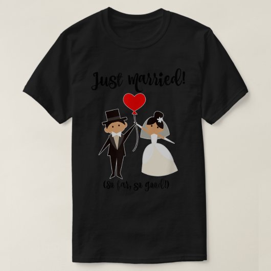 Bride en Groom net getrouwd Cute Honeymoon T-shirt (Design voorkant)