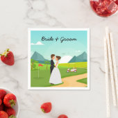 Bride en Groom op Golfwedstrijd Golfer Wedding Servet (Insitu)