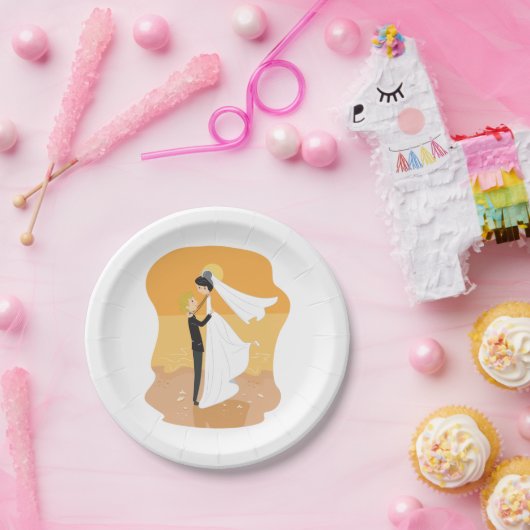 Bride en groom op het Bord van het vlekpapier (Feest)