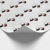 Bride en Groom op White Damask Cadeaupapier (Hoek)