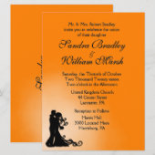 Bride en Groom Oranje Uitnodiging (Voorkant / Achterkant)