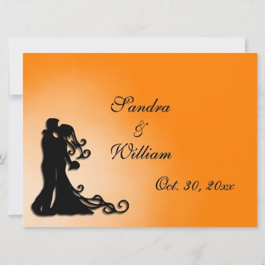 Bride en Groom Oranje Uitnodiging (Achterkant)