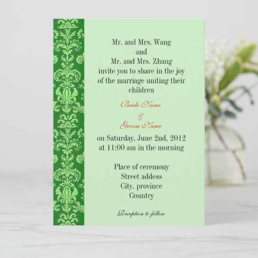 Bride en Groom ouders, huwelijksuitnodiging Kaart (Staand voorkant)