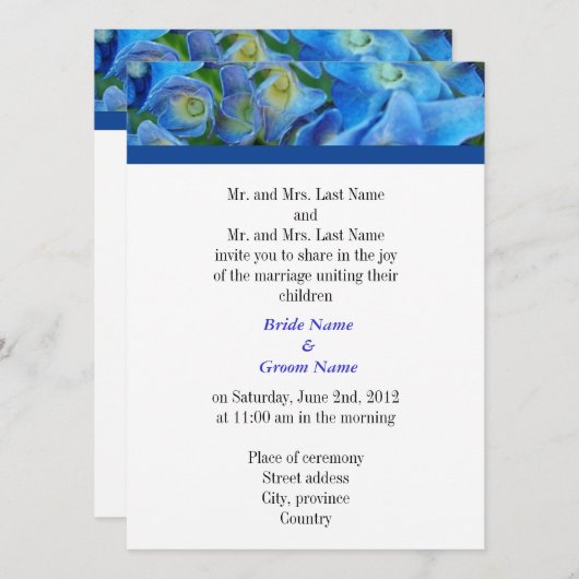 Bride en Groom ouders, huwelijksuitnodiging Kaart (Voorkant / Achterkant)