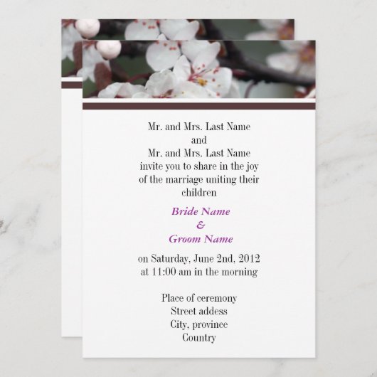 Bride en Groom ouders, huwelijksuitnodiging Kaart (Voorkant / Achterkant)