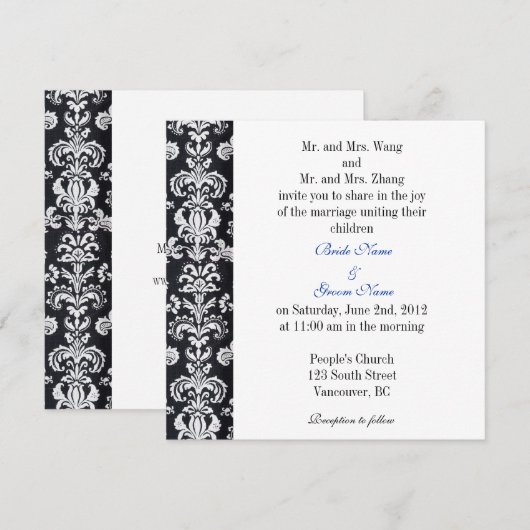 Bride en Groom ouders, huwelijksuitnodiging Kaart (Voorkant / Achterkant)