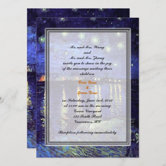 Bride en groom ouders trouwuitnodiging kaart (Voorkant / Achterkant)