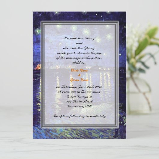 Bride en groom ouders trouwuitnodiging kaart (Staand voorkant)