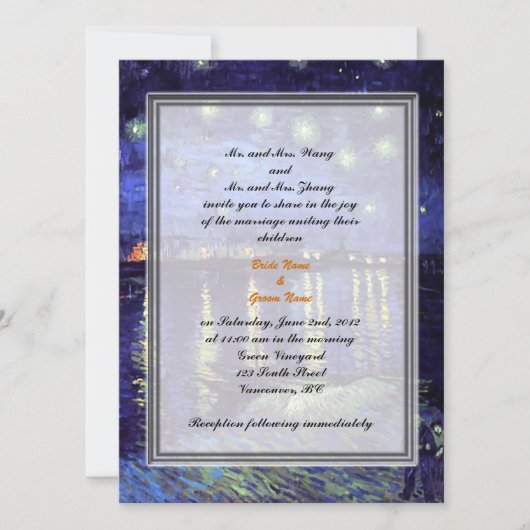 Bride en groom ouders trouwuitnodiging kaart (Voorkant)