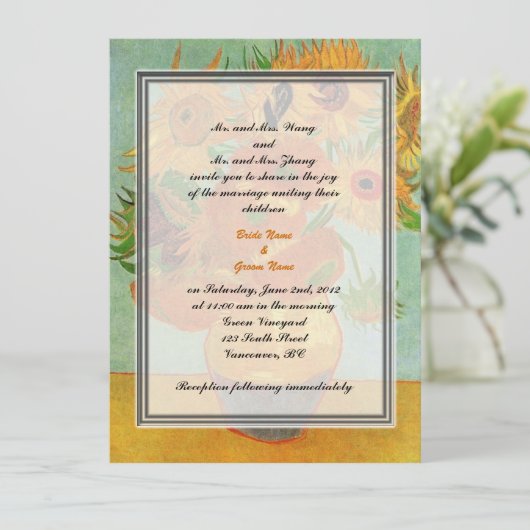 Bride en groom ouders trouwuitnodiging kaart (Staand voorkant)