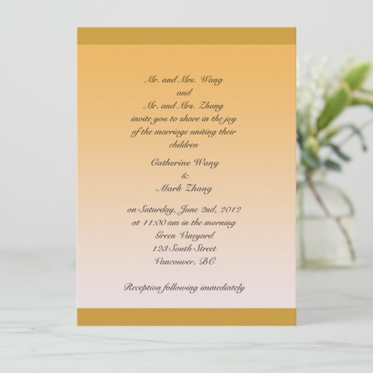 Bride en groom ouders trouwuitnodiging kaart (Staand voorkant)