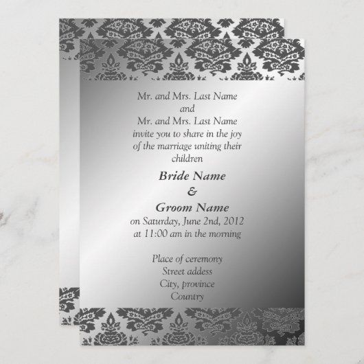 Bride en groom ouders trouwuitnodiging kaart (Voorkant / Achterkant)