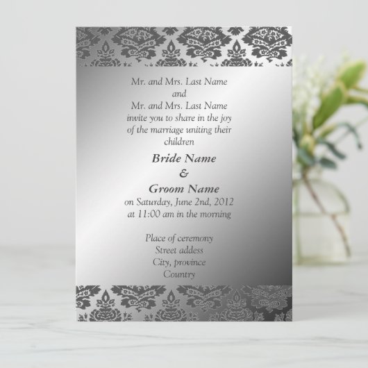 Bride en groom ouders trouwuitnodiging kaart (Staand voorkant)